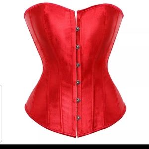 Georgeous Bright red satin corset bustier top